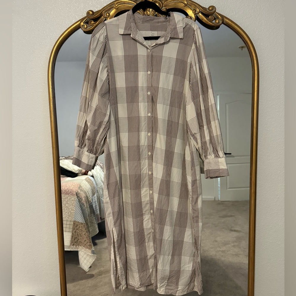 Target/A New Day White and Brown Plaid Midi Dress